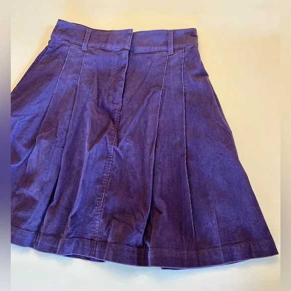 Boden Pleated Corduroy High Waist Mini Skirt Purple Women’s Size 2P Petite NWT - Picture 15 of 16